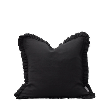 Load image into Gallery viewer, Oli Ruffle Cushion in Black 40x40