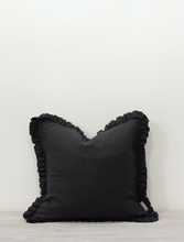 Load image into Gallery viewer, Oli Ruffle Cushion in Black 40x40