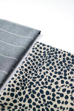 Load image into Gallery viewer, Animal Print & Stripe Tea Towels in Khaki Green - Set of 2