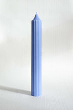 Load image into Gallery viewer, Ribbed Pillar Candle - Pastel Blue