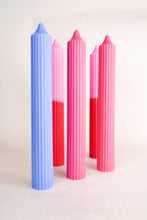 Load image into Gallery viewer, Ribbed Pillar Candle - Pastel Blue