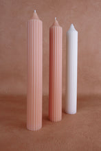 Load image into Gallery viewer, Ribbed Pillar Candle - Pastel Peach