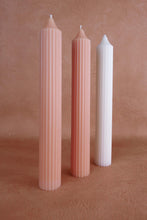 Load image into Gallery viewer, Ribbed Pillar Candle - Pastel Peach