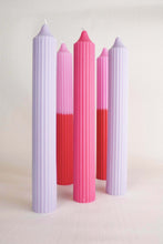 Load image into Gallery viewer, Ribbed Pillar Candle - Raspberry