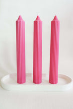 Load image into Gallery viewer, Ribbed Pillar Candle - Raspberry