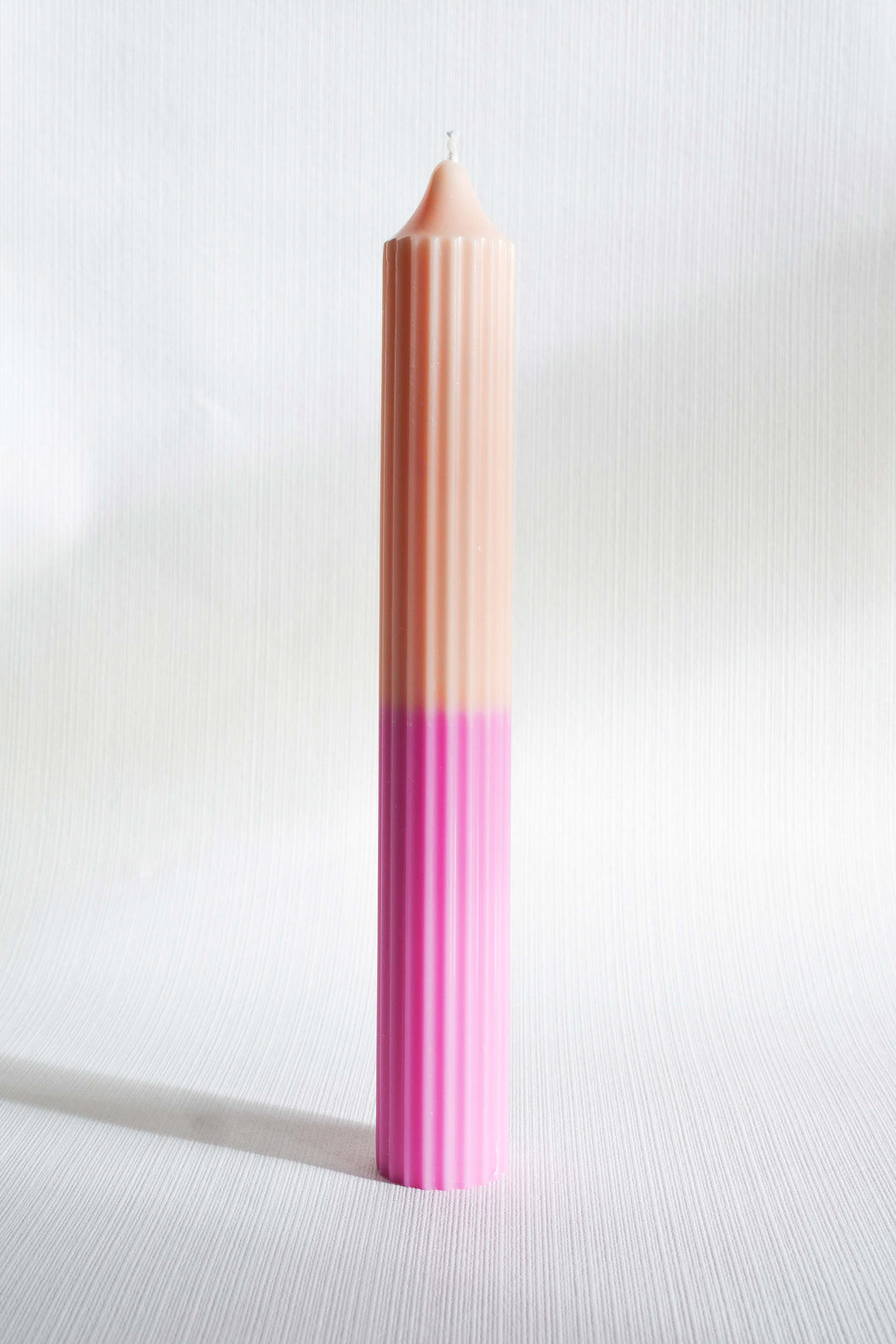 Ribbed Pillar Candle - Peach | Pink