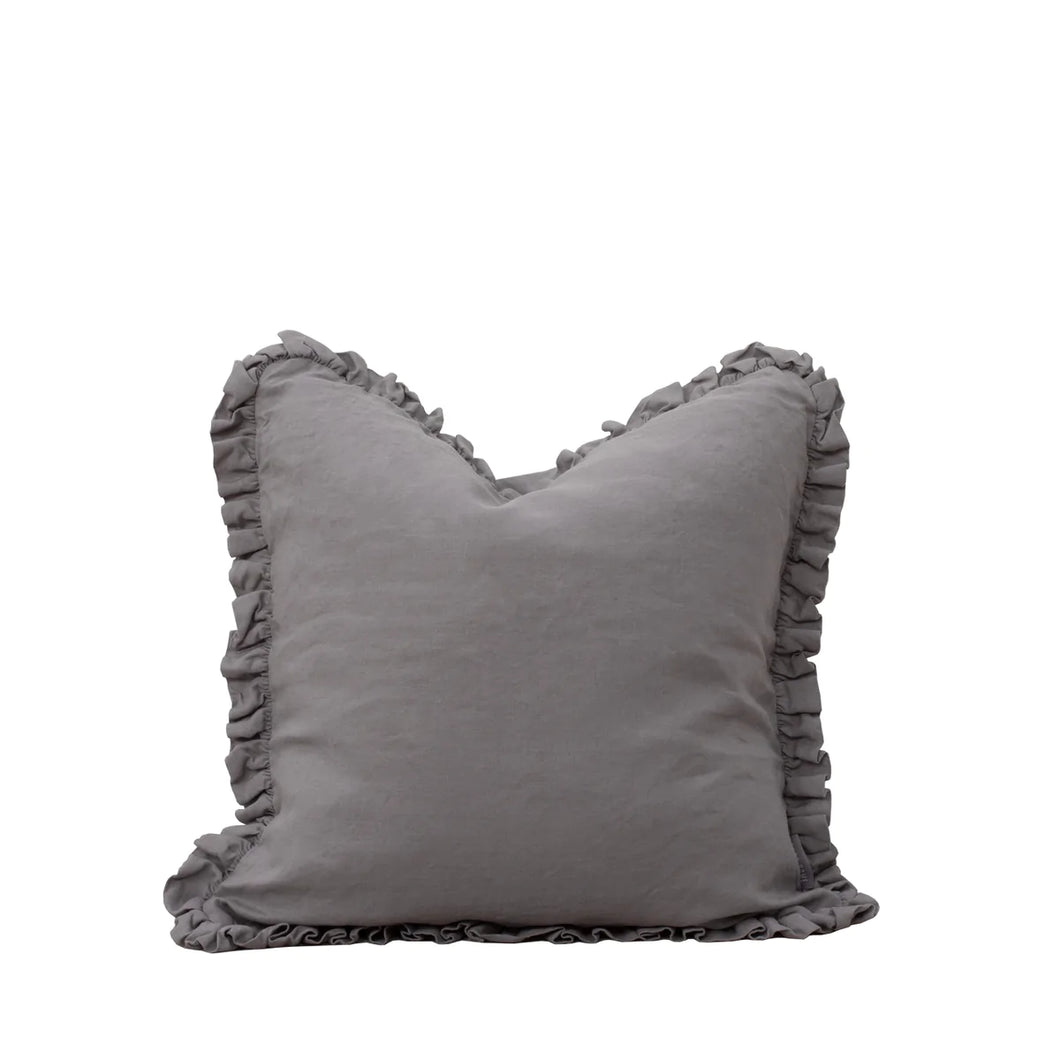 Olivia Ruffle Cushion Pewter Grey
