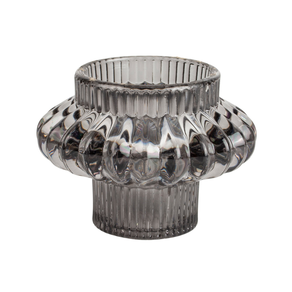 Glass Candleholder Grey