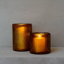 Load image into Gallery viewer, Ribbed Amber Candle Holder
