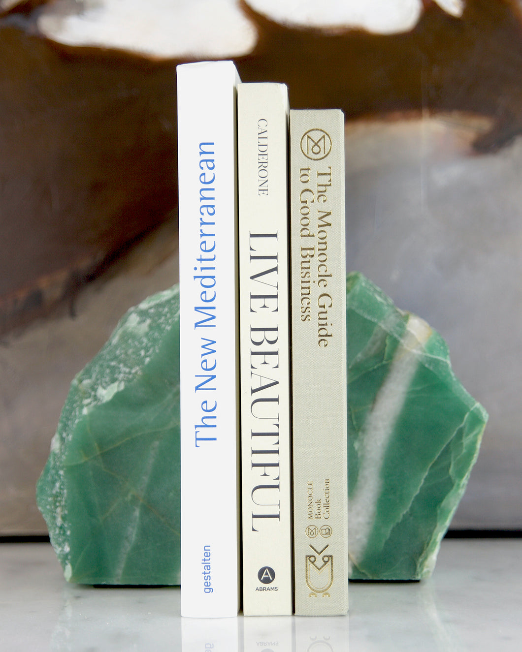 Green Aventurine/Quartz Crystal Bookends