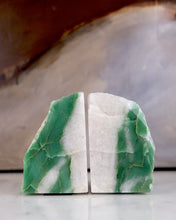 Load image into Gallery viewer, Green Aventurine/Quartz Crystal Bookends
