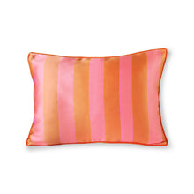 Load image into Gallery viewer, Striped Satin &amp; Velvet Cushion in Orange/Pink
