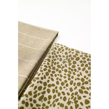 Load image into Gallery viewer, Animal Print &amp; Stripe Tea Towels in Khaki Green - Set of 2
