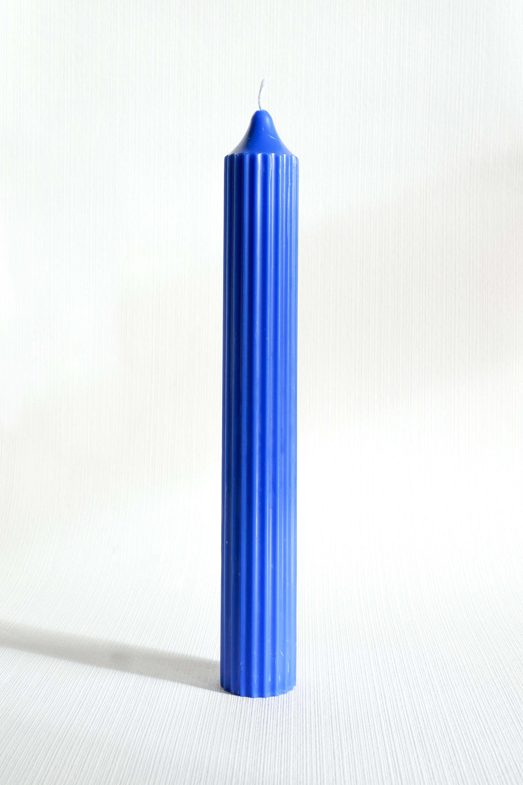 Ribbed Pillar Candle - Colbalt Blue