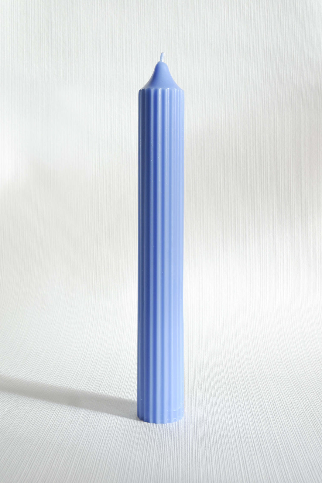 Ribbed Pillar Candle - Pastel Blue
