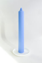 Load image into Gallery viewer, Ribbed Pillar Candle - Pastel Blue
