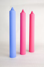 Load image into Gallery viewer, Ribbed Pillar Candle - Pastel Blue
