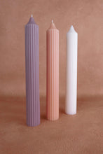 Load image into Gallery viewer, Ribbed Pillar Candle - Pastel Peach
