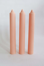 Load image into Gallery viewer, Ribbed Pillar Candle - Pastel Peach
