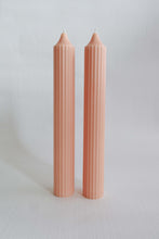 Load image into Gallery viewer, Ribbed Pillar Candle - Pastel Peach
