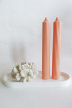 Load image into Gallery viewer, Ribbed Pillar Candle - Pastel Peach
