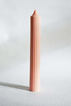 Load image into Gallery viewer, Ribbed Pillar Candle - Pastel Peach
