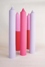 Load image into Gallery viewer, Ribbed Pillar Candle - Raspberry

