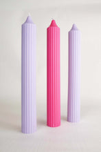 Load image into Gallery viewer, Ribbed Pillar Candle - Raspberry
