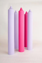 Load image into Gallery viewer, Ribbed Pillar Candle - Raspberry
