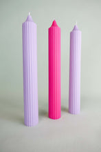 Load image into Gallery viewer, Ribbed Pillar Candle - Raspberry
