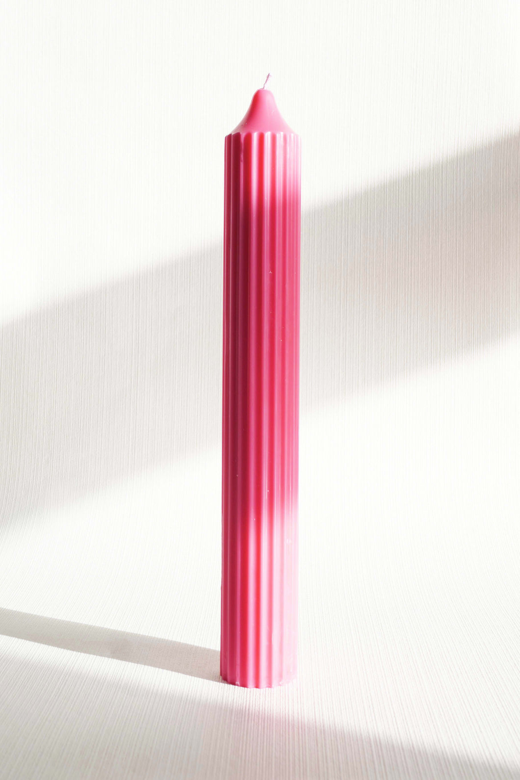 Ribbed Pillar Candle - Raspberry