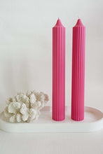 Load image into Gallery viewer, Ribbed Pillar Candle - Raspberry
