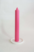 Load image into Gallery viewer, Ribbed Pillar Candle - Raspberry
