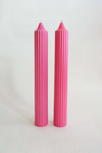 Load image into Gallery viewer, Ribbed Pillar Candle - Raspberry
