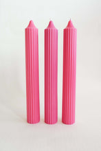 Load image into Gallery viewer, Ribbed Pillar Candle - Raspberry
