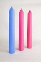 Load image into Gallery viewer, Ribbed Pillar Candle - Raspberry
