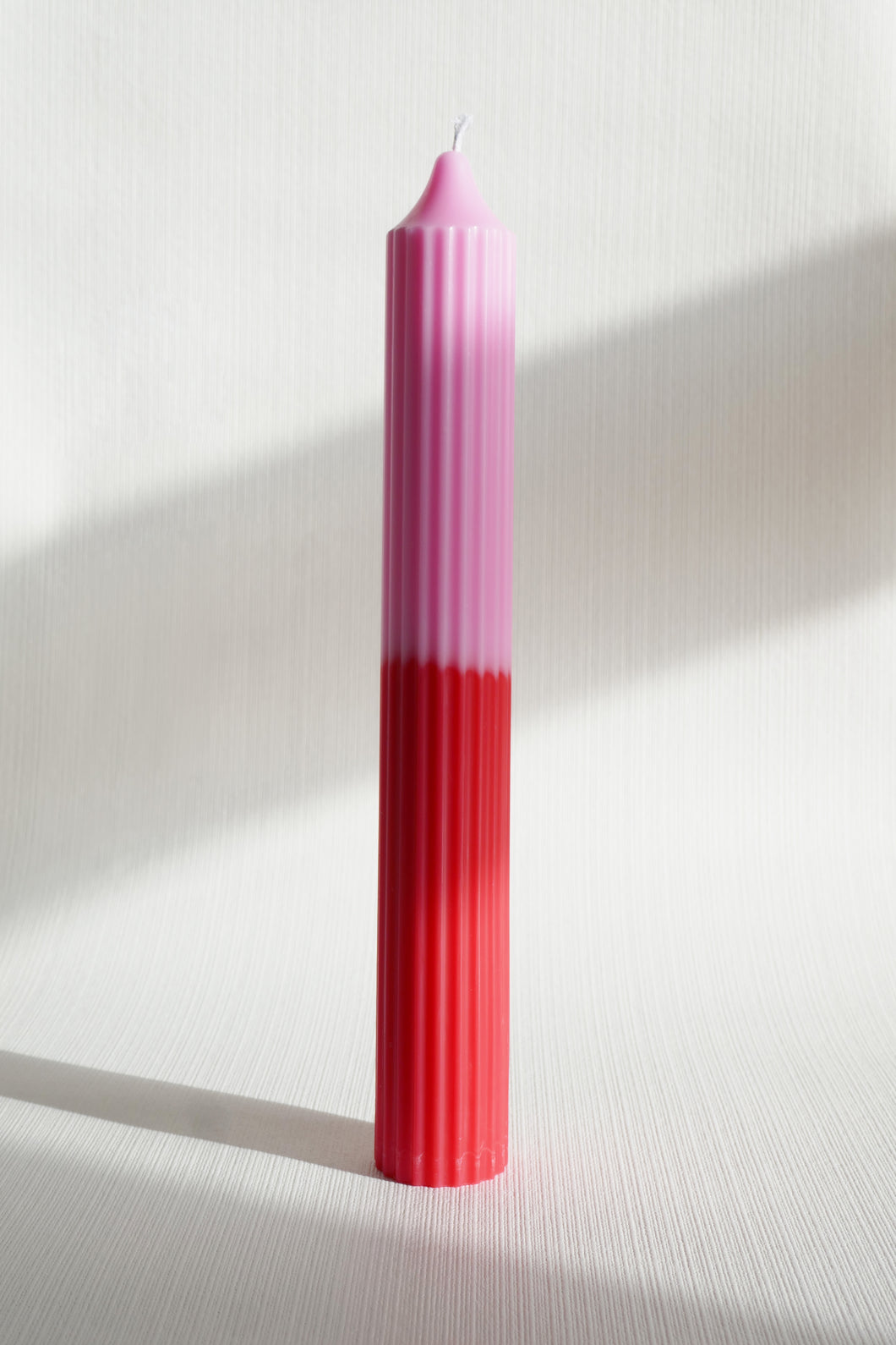 Ribbed Pillar Candle - Red | Pink