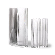 Load image into Gallery viewer, Clear Ribbed Vases - set of 2
