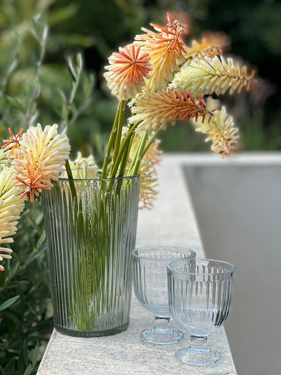 Artisan Glass Ribbed Vase