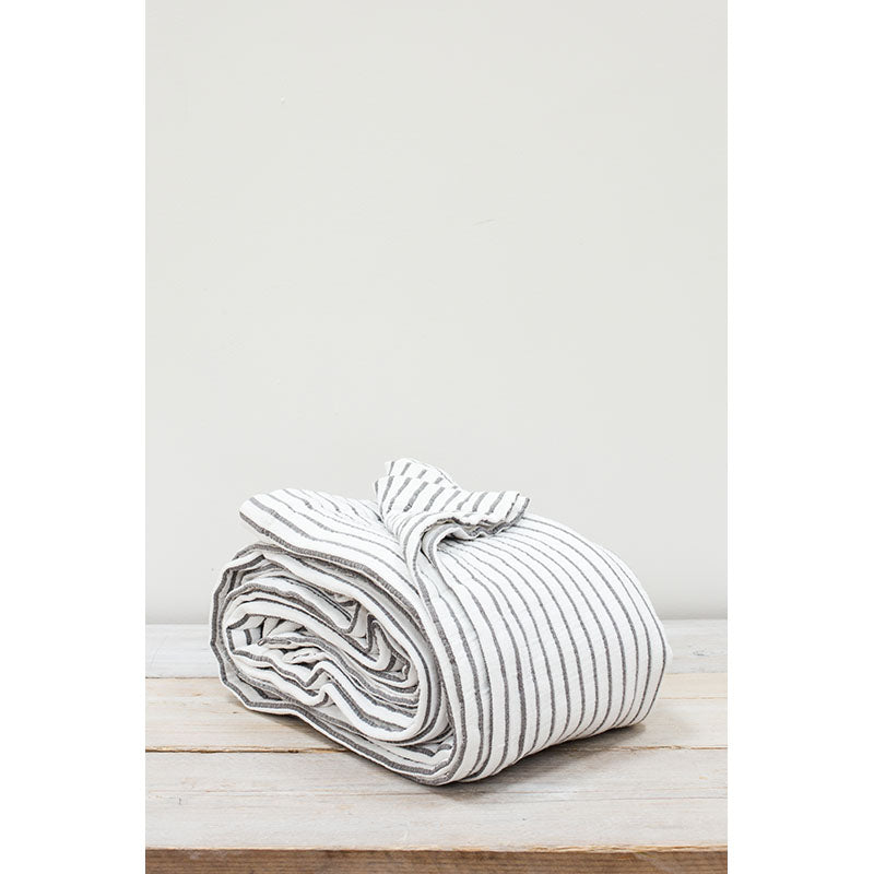 Hikari Grey & White Striped Throw