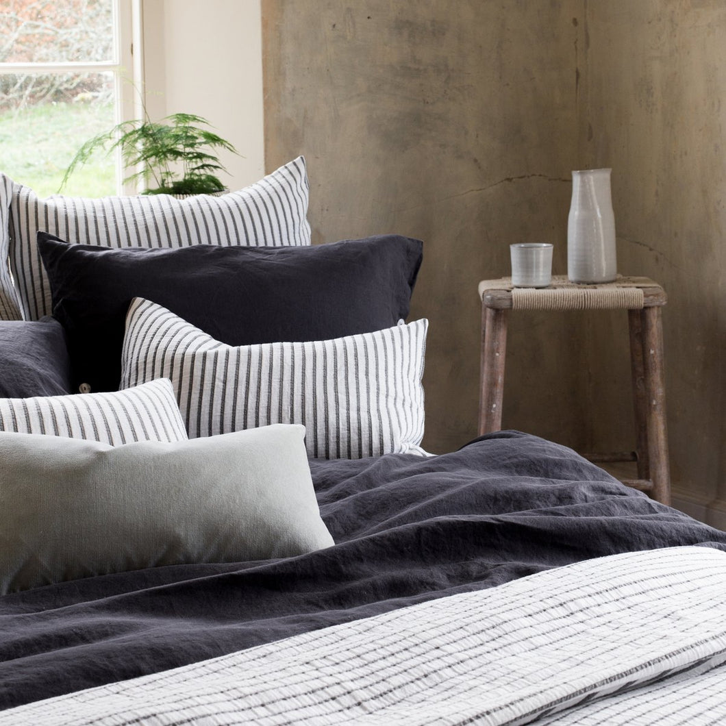 Hikari Grey & White Striped Cushion